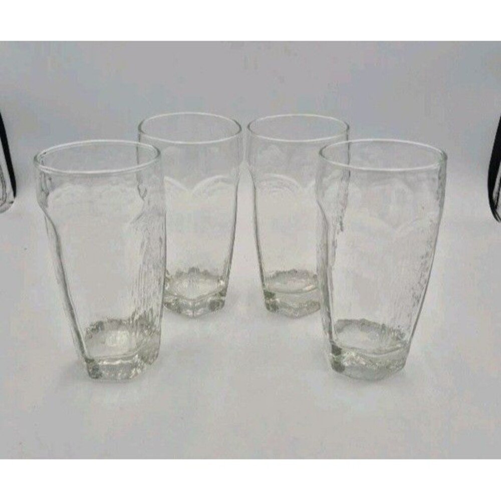 Vintage Libbey Chivalry Clear Textured 16 Oz Glasses Tumblers Highball 6.125"